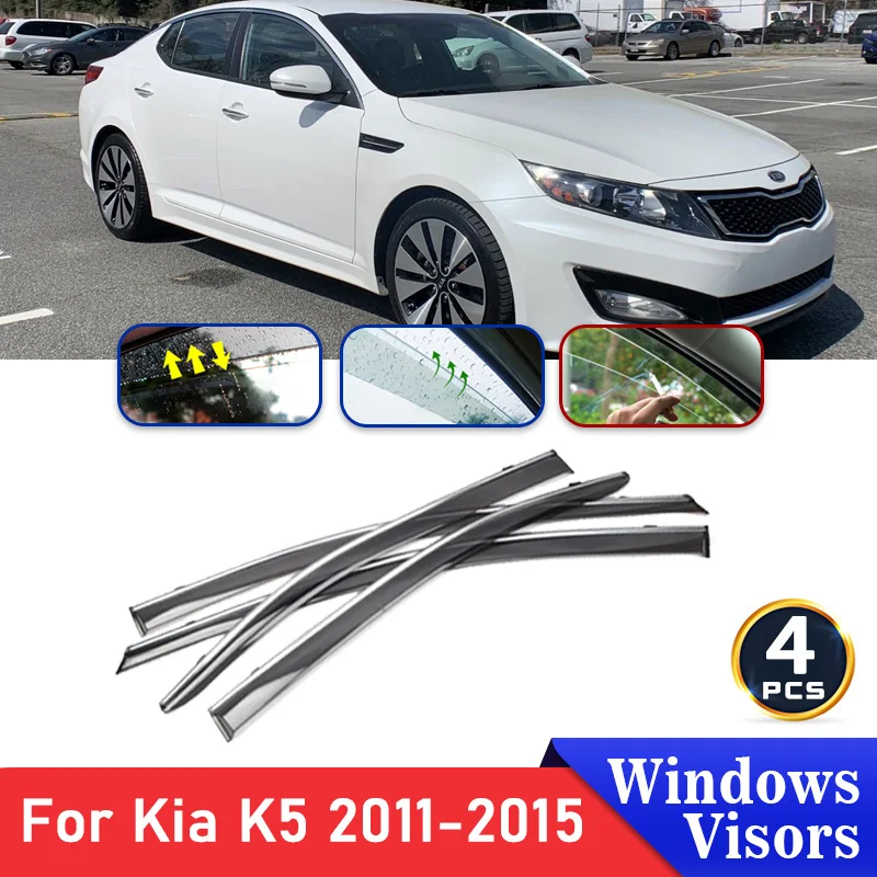 4x Deflettori Per Kia K5 Optima 2011 2012 2013 2014 2015 TF Parabrezza Auto Finestrino Laterale Visiere Trim Pioggia Sopracciglio Auto Accessorie