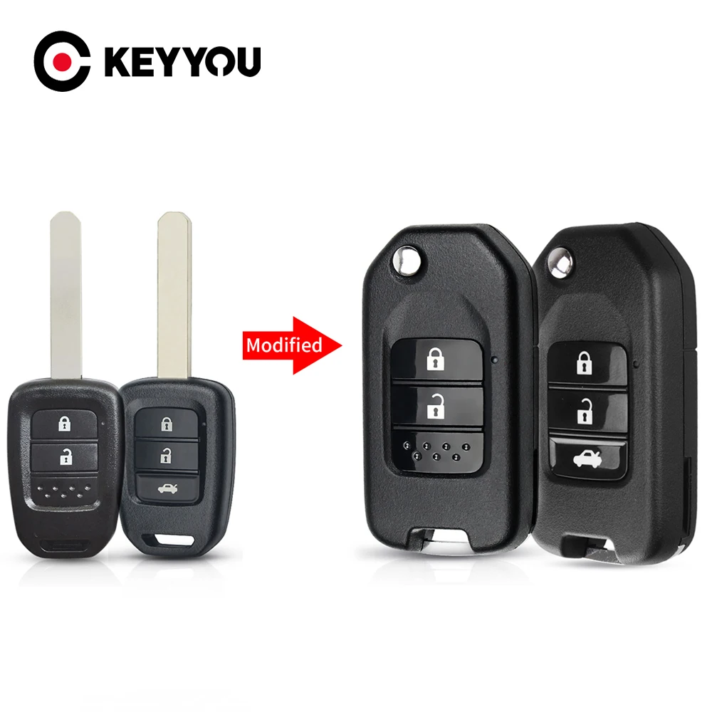 KEYYOU 3 + 1 4 pulsanti telecomando auto chiave Shell vuoto caso di ricambio per Honda Honda Accord Civic CRV 2016 2017 City FRV XRV Vezel