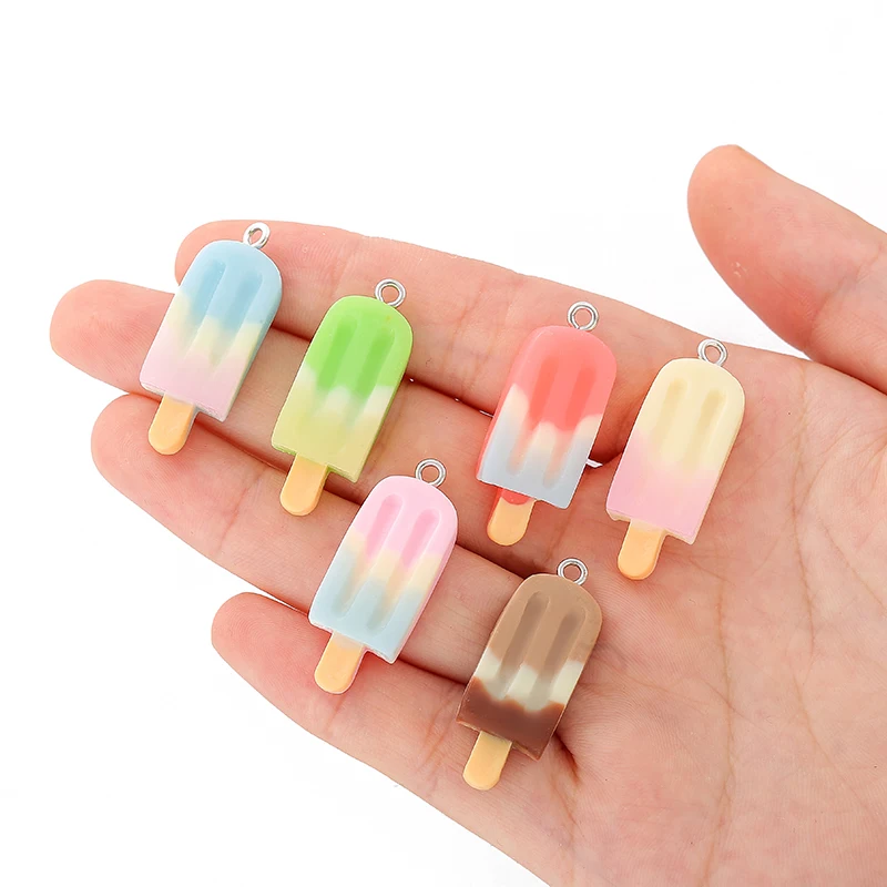 10 pz Charms resina estate gelato ghiacciolo ghiacciolo ghiacciolo ciondolo Lolly artigianato fare gioielli fatti a mano fai da te per orecchini portachiavi
