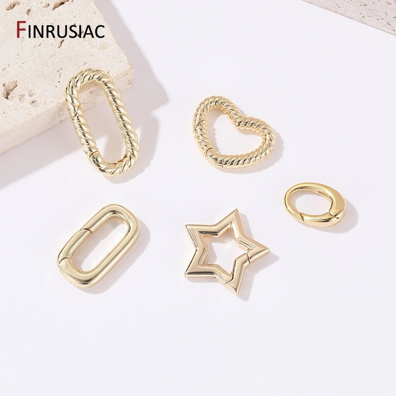 Chiusura a molla a forma di cuore in ottone placcato oro 14 carati Chiusura con connessione Fai da te Collana con bracciale Risultati di gioielli fatti a mano