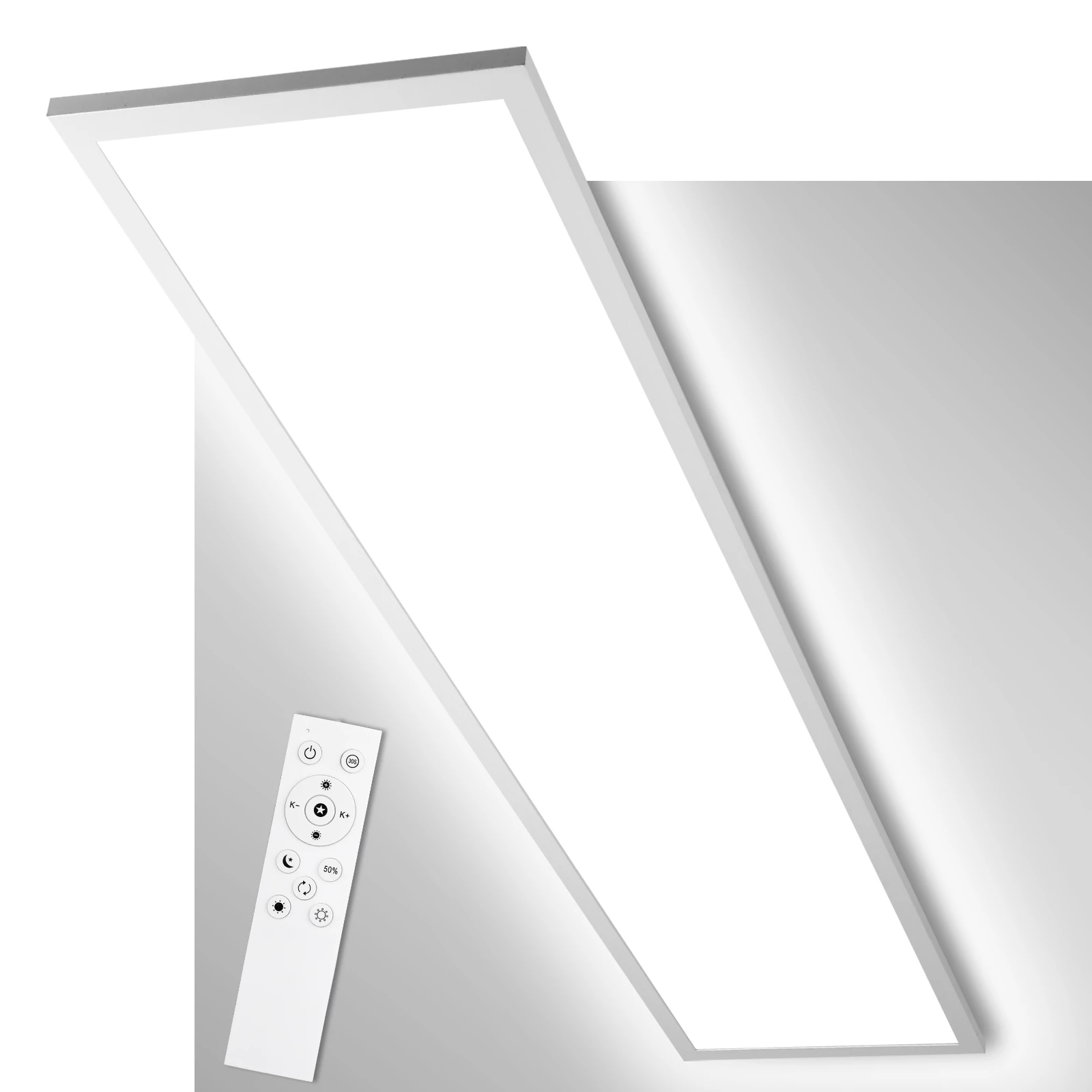 LED-Panel-Leuchte 120x30cm dimmbar mit Fernbedienung, 36W 3960LM Deckenlampe mit Speicherfunktion, 3000K-6500K für Wohnzimmer & Schlafzimmer