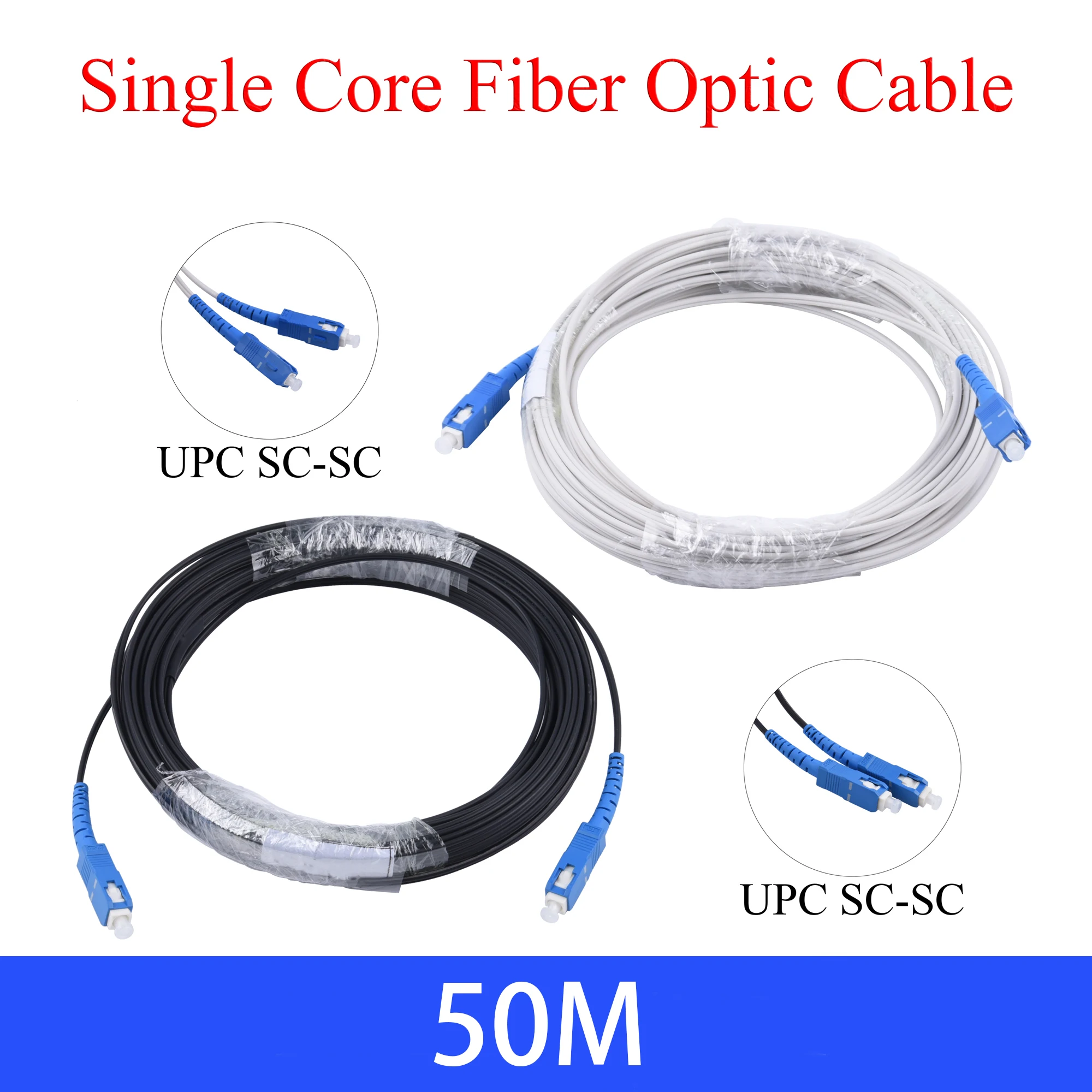 Einkerniges Single-Mode-Simplex-Glasfaser-Patchkabel für den Innen- und Außenbereich – UPC SC auf SC 50M-Verlängerungskabel Image