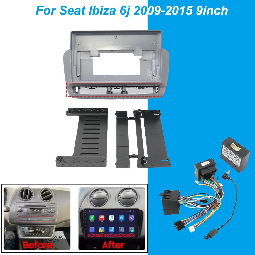 9 ''Autoradio Fascias Rahmen Für Seat Ibiza 6j 2009 2010 2011 2012 2013 2014 2015 Stereo Panel Dashboard Installation trim GPS DVD