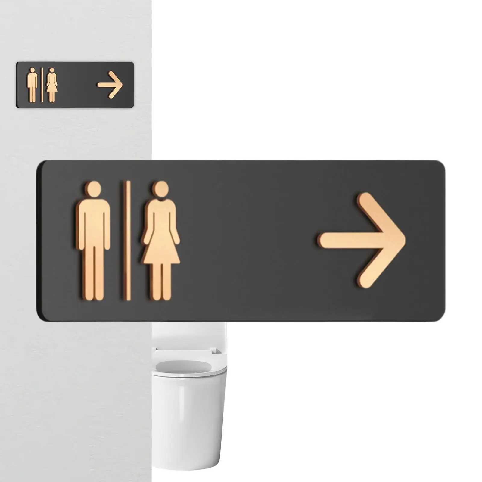 Toilettenschilder für Unternehmen, Acryl-Toilettenleitschilder, selbstklebende WC-Beschilderung für Unternehmen, Zuhause, Büro, Restaurant Image