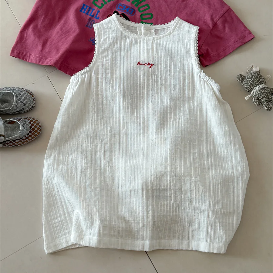 UNITIM Sommer Baby Mädchen Sommerkleid Baumwolle Stickerei Kleinkind Mädchen Westenkleid Musselin Ärmellos Kinder Mädchen Kleider Image