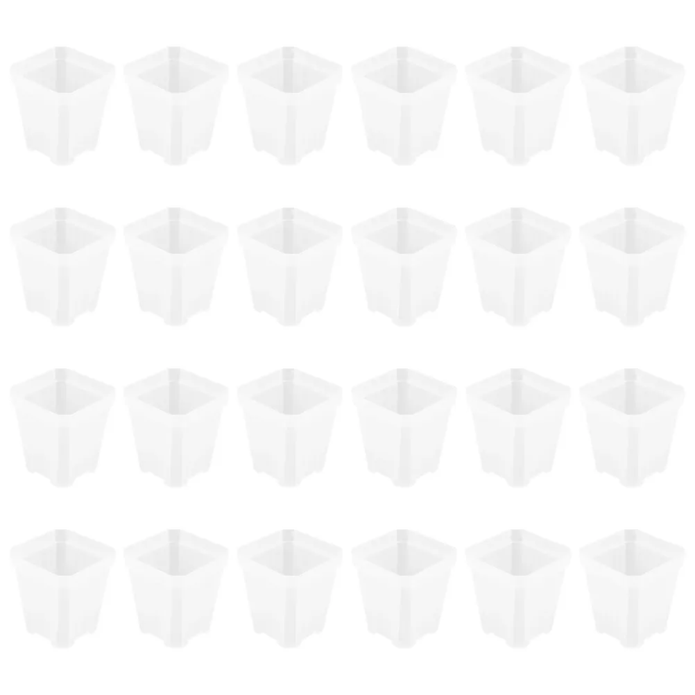24 Stück Transparente Quadratische Pflanzentöpfe Verstärkte Kunststoff-Anzuchttöpfe für Zimmerpflanzen Einfache Wurzelüberwachung Klares Pflanzgefäß-Set Image
