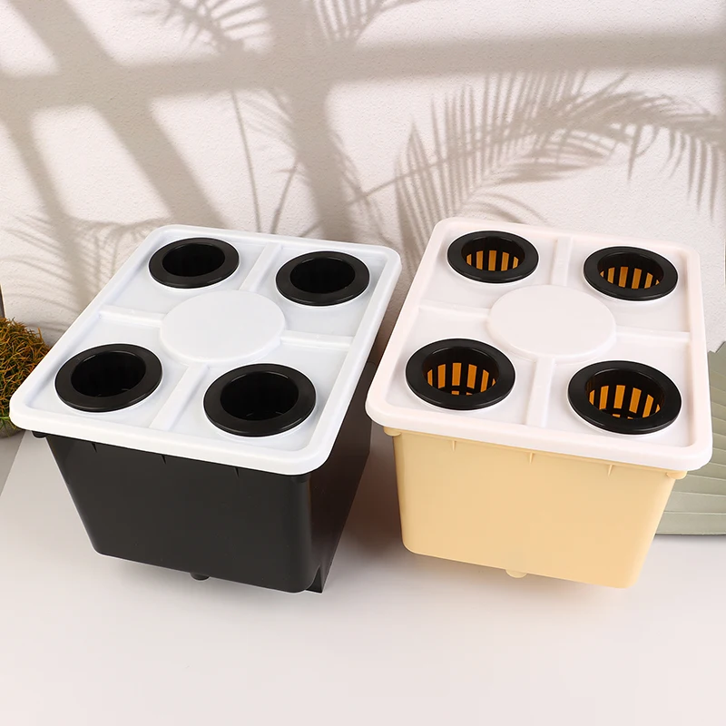 Hydrokultur-System-Eimer mit Siphon-Ellenbogen, Vier-Loch-Abdeckung, erdloser Kultur, Pflanz-Blumentopf für Gartenarbeit, Pflanzgefäß-Set Image