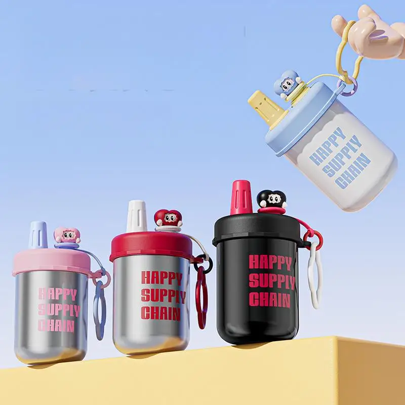 Edelstahl-Thermobecher mit hoher Ästhetik, doppelwandiger Trinkbecher, Vakuum-Trinkhalm-Thermobecher für Kinder & Kaffeebecher Image