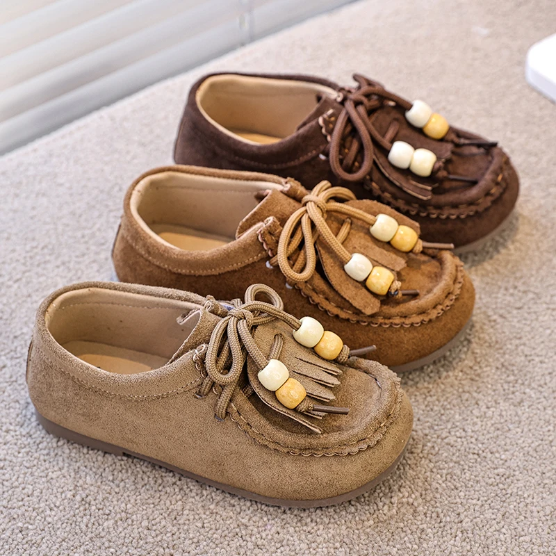 2023 neue kinder Schuhe für Mädchen Frühling Herbst Retro Quaste Kinder Leder Schuhe Mode Vielseitig Kleinkinder Kausalen Schuhe Weichen