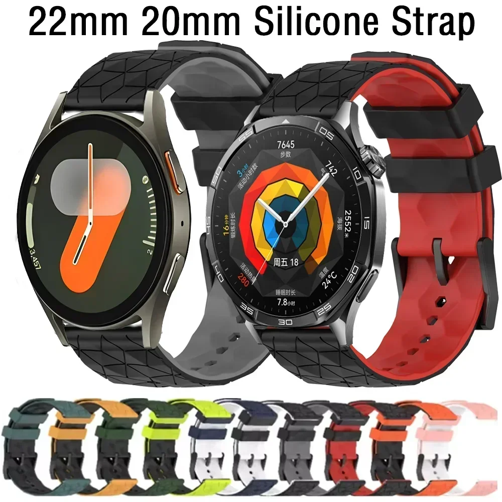 22mm 20mm Fußballmuster Silikonarmband für Samsung Watch 7/6/5/4 40mm 44mm Armband Huawei Watch 5 GT6 GT5-4-3-2 46mm Correa Image