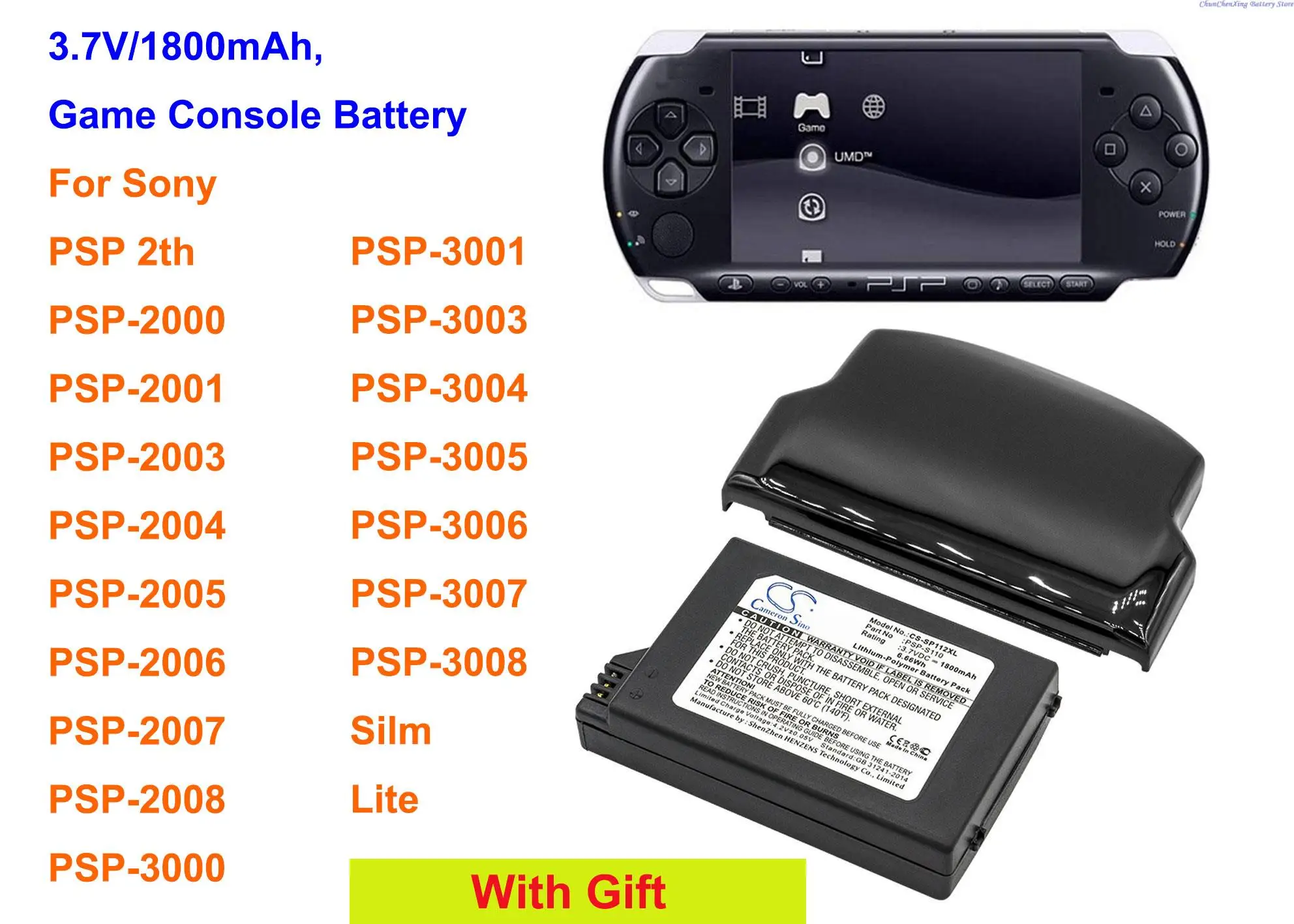 Cameron Sino 1800mAh Spielkonsole Batterie PSP-S110 für Sony Lite, PSP 2th, PSP-2000, PSP-3000, PSP-3004, Silm, PSP-3001,PSP-3008 Image