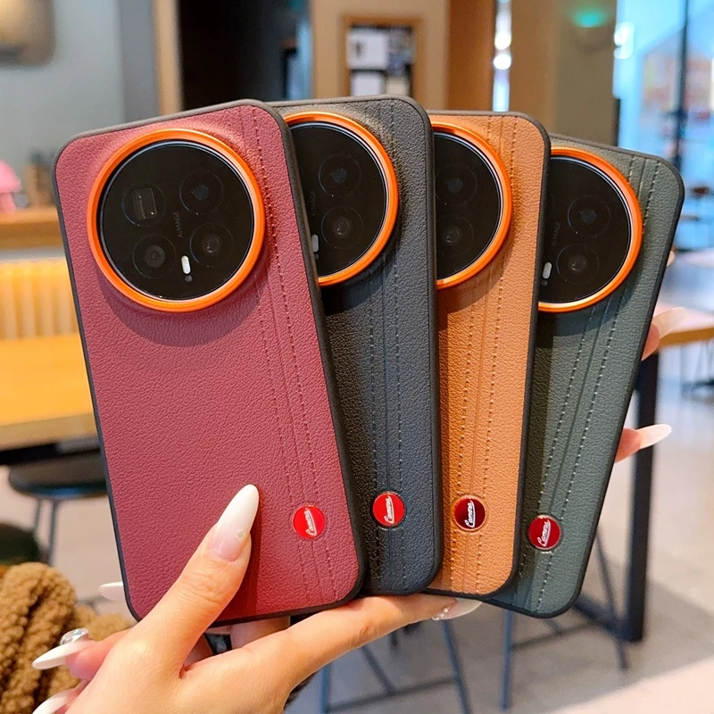 Für Huawei Honor Magic 8 8 Pro 7 7 Pro 6 6 Pro Handyhülle, schlichtes, einfarbiges Liniendesign mit Lederumwicklung. Image