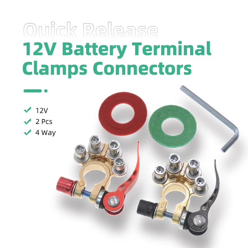 12-V-Batterieklemmen – 2 Stück 4-Wege-Schnellverschluss-Steckverbinder für SAE/JIS-Typ-A-Pfosten. Effizientes Werkzeug Image