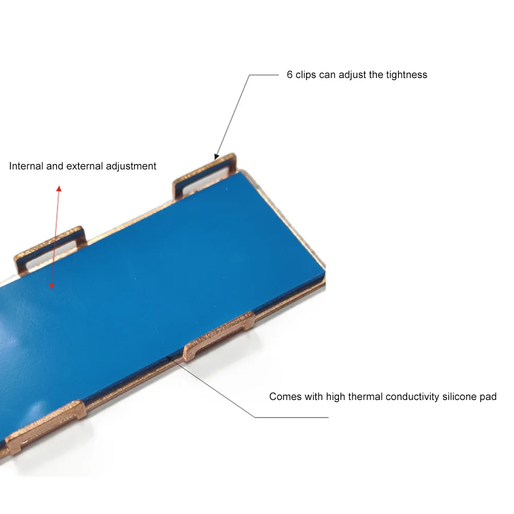 Kupfer-M.2-SSD-Kühlkörper mit thermischem Silikonpad, Metall-M.2-SSD-Kühler, Ersatzteile für den Laptop, einseitig/doppelseitig Image
