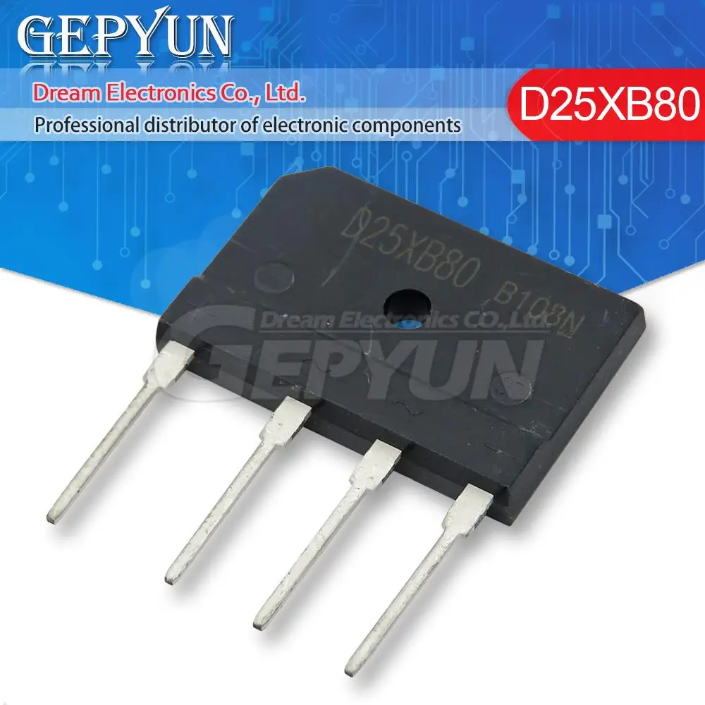 5 Stück Brückengleichrichter D25XB80 D25SBA80 25A 800V Flachbrücke Image