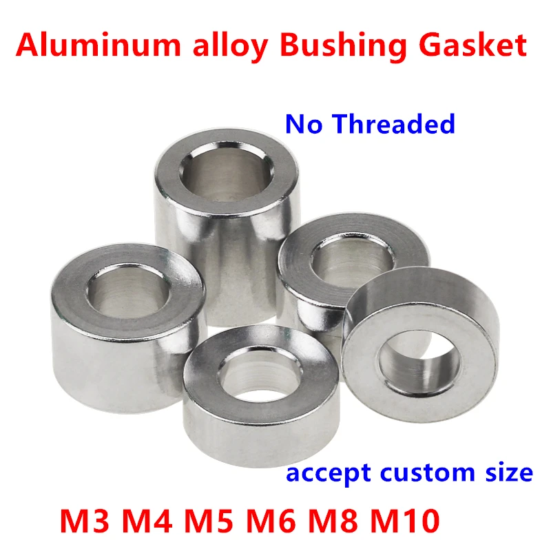 10/5 Stück M3 M4 M5 M6 M8 M10 Aluminium-Unterlegscheibe, Aluminium-Buchsendichtung, Abstandshalter, Abstandshalter ohne Gewinde, Länge 2 mm bis 30 mm