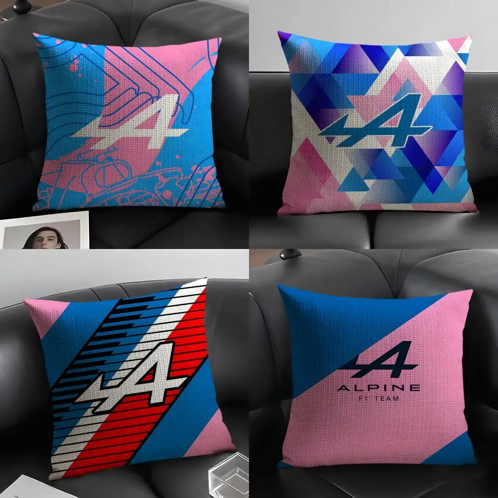 A-Alpines AutomobilesS Marken-Kissenbezug aus natürlichem Leinen, Bio-Stoff, doppelseitiger Druck, Sofa, Heimdekoration, Geschenk, Kissenhülle Image