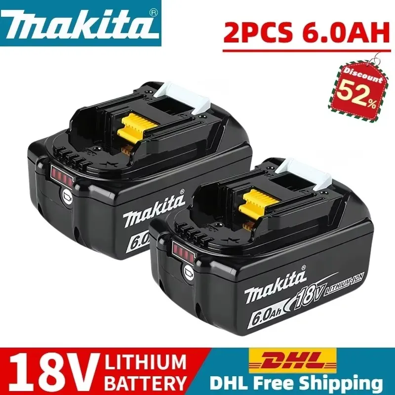 Original Makita 18V Lithium-Akku, 6,0 Ah wiederaufladbare LED, für BL1860B BL1850B BL1840B BL1830B Elektrowerkzeuge Akku-Ersatz Image