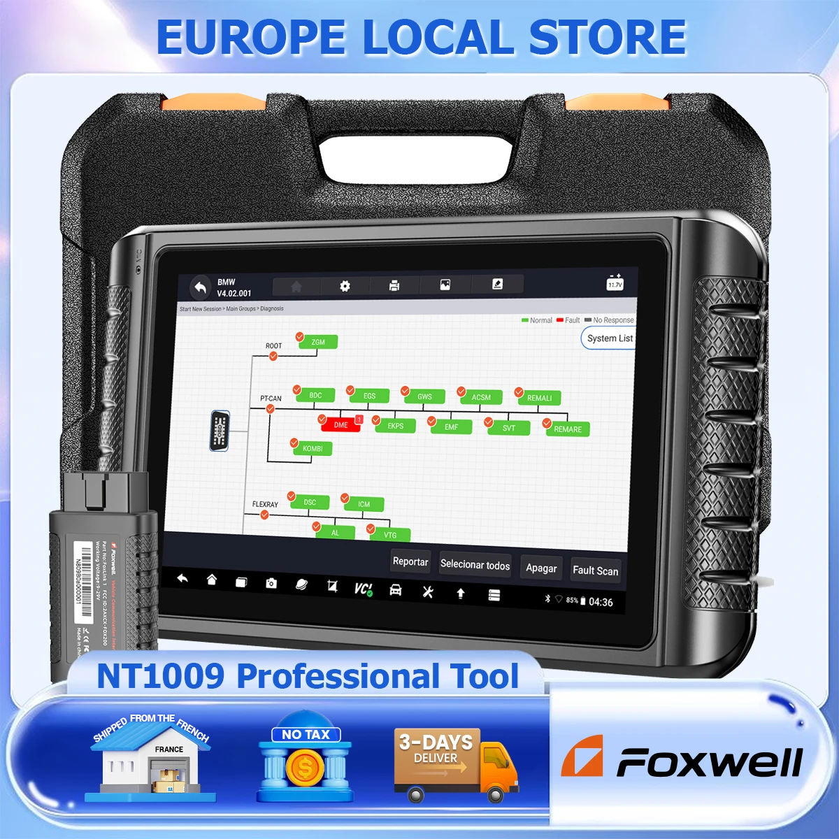 FOXWELL NT1009 Bidirektionaler OBD2-Scanner ECU-Codierung CANFD FCA AutoAuth 35+ Reset All System Automotive Car Diagnostic Tool Image