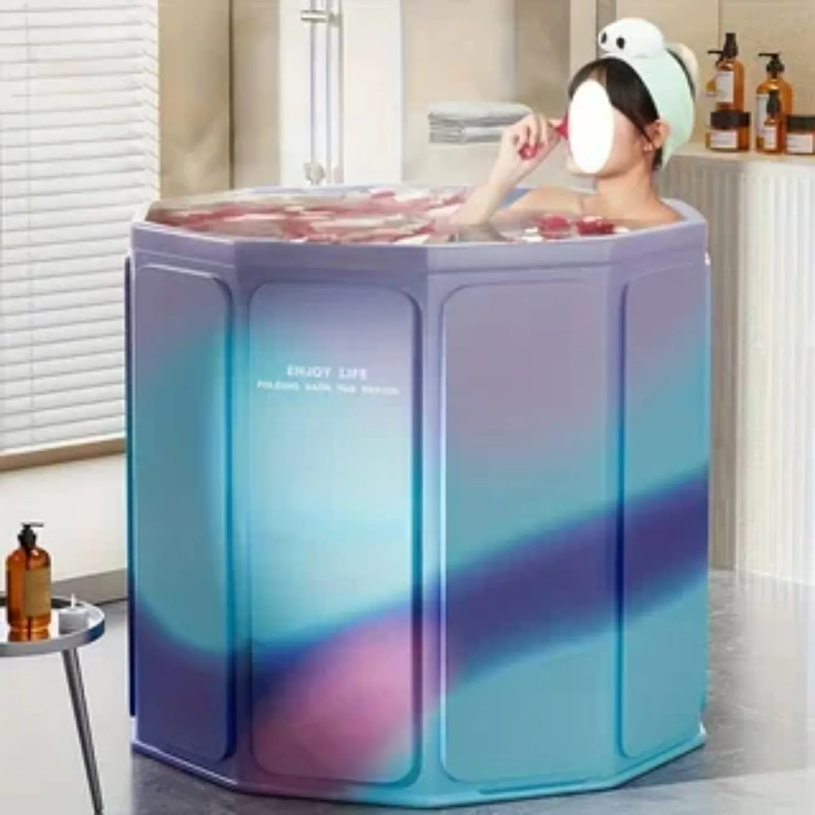 Vertikale Klappbadewanne zur sofortigen Aufbewahrung, unverzichtbar für Reisen und Mieten, Klappbadewanne für Erwachsene, tragbare Badewanne