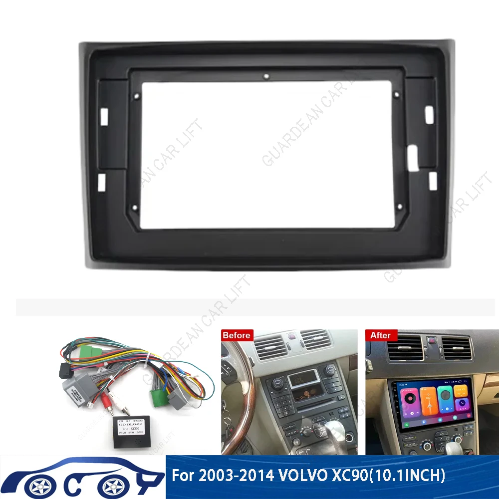 10,1 Zoll Autoradio-Faszien für 2003–2014 VOLVO XC90 Android Stereo Rahmen Player 2 Din Head Unit Panel Dash Trim mit Kabel