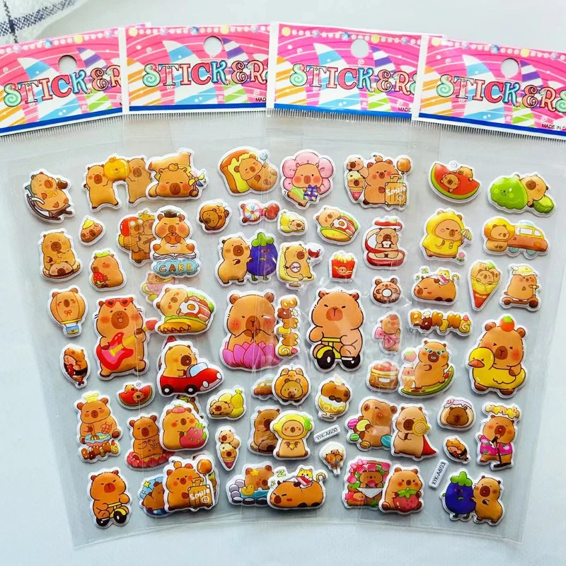 8 stücke Kawaii Capybara 3d Blase Aufkleber Kreative Diy Telefon Fall Kamera Dekoration Kinder Belohnung Spielzeug Image