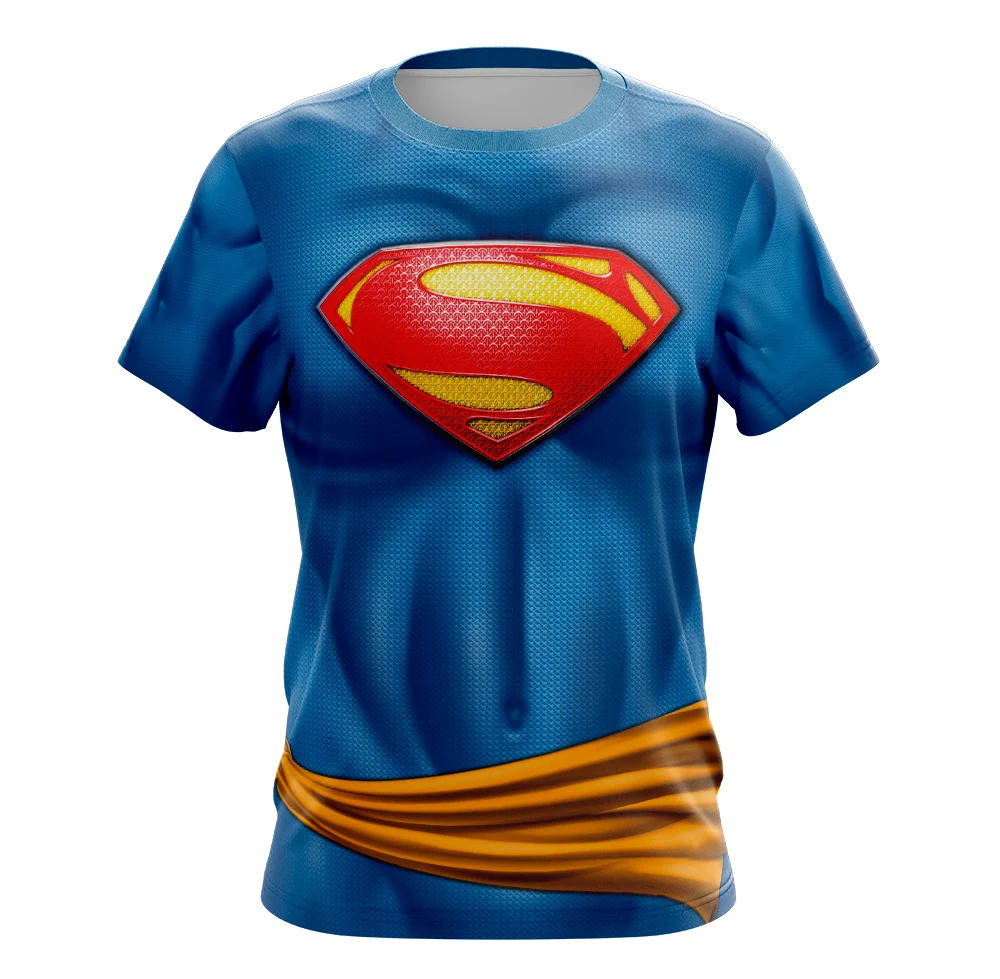 2026 Neues DC Superman Muskel-Tight-Fit-Muster T-Shirt Familien-Partnerlook Großes Lockeres Kurzarm-Kinderkostüm für Rollenspiele und Cosplay Image