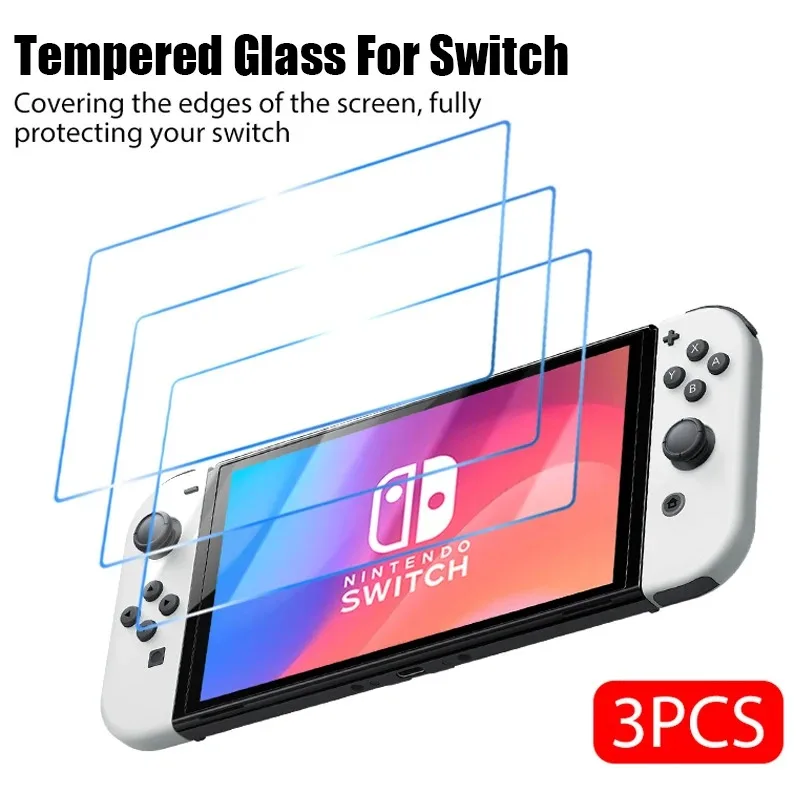 1/3 Stück gehärtetes Glas für Nintendo Switch OLED 3-teilige Displayschutzfolie für Nintendo Switch Switch Lite Schutzglas