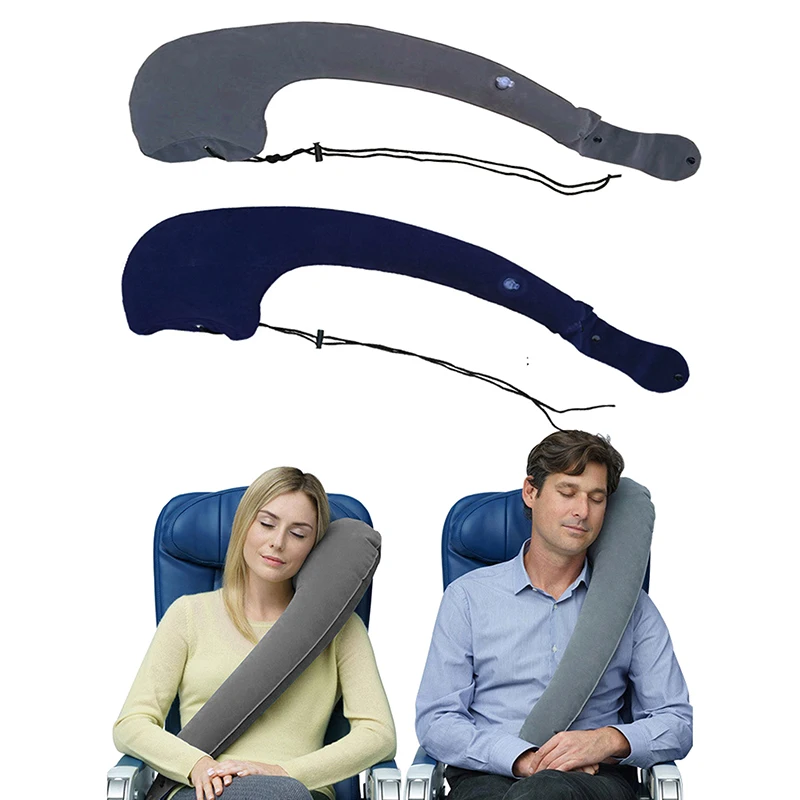 Heiß begehrtes PVC-Kissen, aufblasbares, tragbares Kopfstützkissen mit Kinnstütze für Reisen, zum Schlafen auf der Seite, Nackenkissen für Nickerchen Image