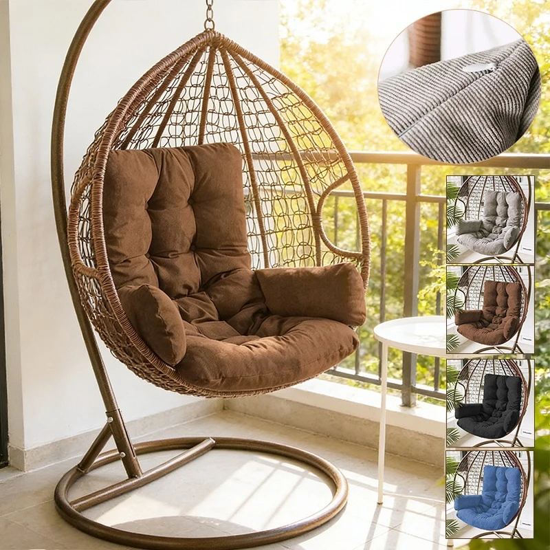 1 Stück Hängekorb-Sitzkissen, Schaukel-Hängekorb-Sitzkissen, weiche Füllung für Hängesessel, Balkone, Gärten, Terrassenmöbel Image