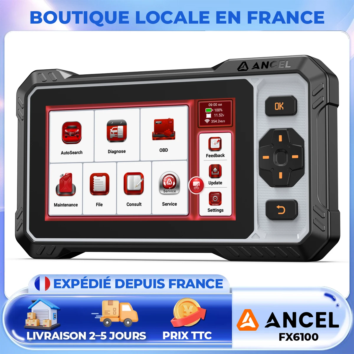 ANCEL FX6100 OBD2-Scanner Alle Systeme Autoscanner-Diagnosetool mit aktiver Test 15+ Reset-Service CAN-FD Lebenslanges kostenloses Update Image