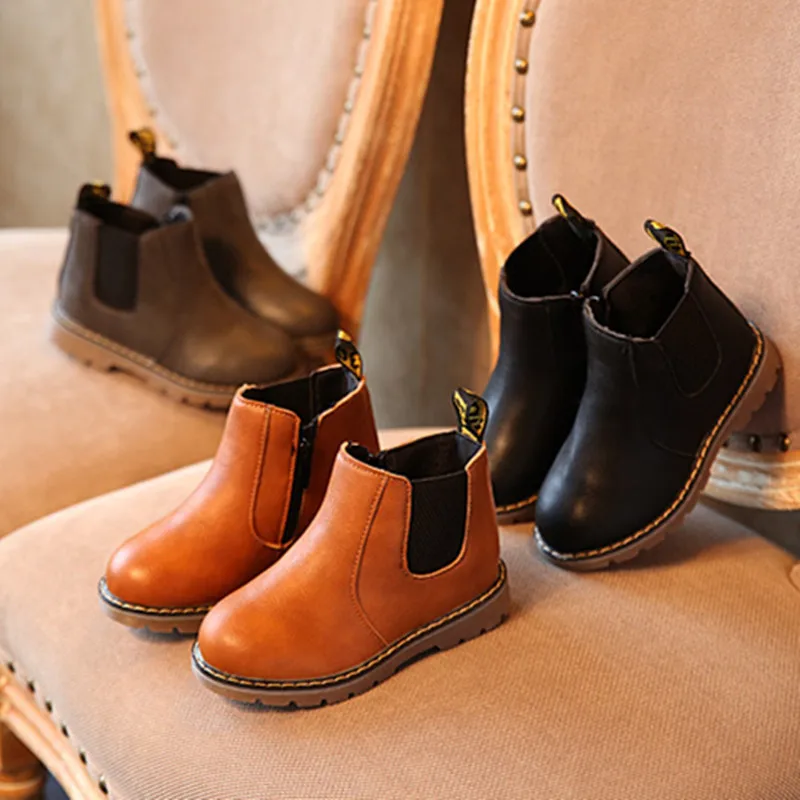 Botas Weiche Sohle Kid Boot Herbst Winter Neue Plüsch Junge Ankle Boot Britischen Mädchen Boot Retro Mode Kurze Boot Kind Schuh Zapatos Niña Image