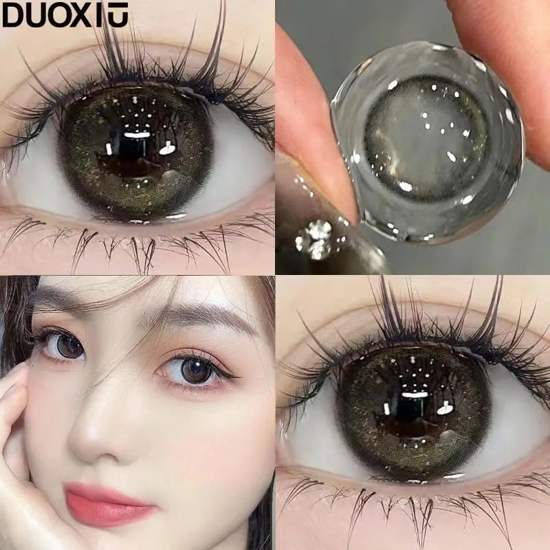 DUOXIU 1 Paar farbige Kontaktlinsen Korea Fashion Natural Allure Linsen mit kleinem Durchmesser für Augen, Dioptrien, Myopie, weiche Kontaktlinse Image
