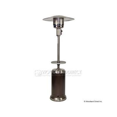 Patio Heater: Tall 2-Tone Patio Propane Heater with Table: Stainless Steel/Hammered Gold (87")