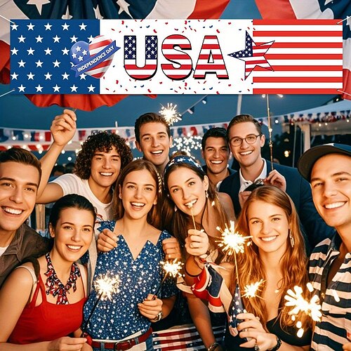 Flaggenbanner zum 250. Jahrestag der USA, patriotisches Feierbanner für den Außenbereich zur Dekoration von Haus und Garten am Unabhängigkeitstag