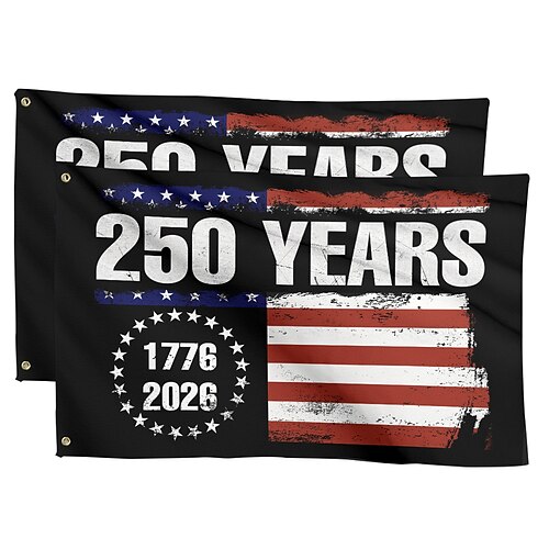 2 Stück Flaggen zum 250. Jahrestag der Vereinigten Staaten (1776–2026), patriotische amerikanische Gedenkflagge für Garten, Hof oder Haus