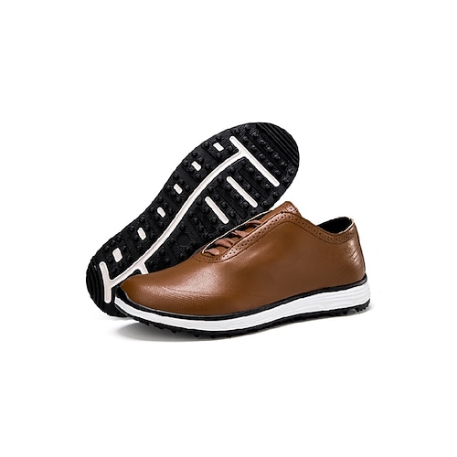 Weiße Golfschuhe für Herren, gepolsterte Innensohle, strapazierfähige, rutschfeste Sohle, stilvoll und bequem für Golfplatz und Training Image