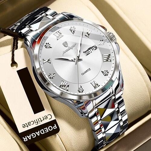 Modische neue Herrenarmbanduhr der Marke 883 aus Edelstahl, luxuriöse, leuchtende, wasserdichte Herrenarmbanduhr mit Doppelkalender.