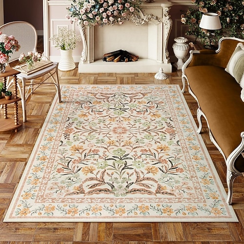 Amerikanischer Samtteppich mit frischem Blumenmuster und Kristalloptik, ideal als Sofateppich, Nachttischvorleger, Wohnzimmerteppich, Couchtischteppich, Schlafzimmerteppich und Küchenteppich, Image