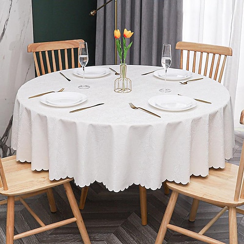 Tischdecke, runde Tischdecke, abwischbare Vinyl-Frühlingstischdecke, Bauernhaus-Picknick-Tischdecke für Hochzeit, Essen, Ostern Image
