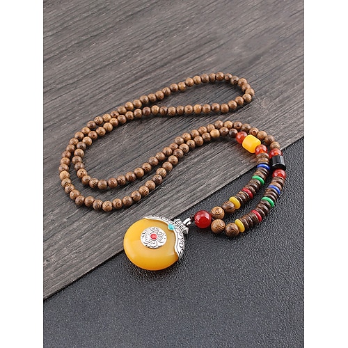 Herren-Halskette im Boho-Stil, aus verschiedenen Materialien wie Holzperlen und Steinen, in verschiedenen Ausführungen, handgefertigter Stammes-Schmuck, perfekt für den Alltag und den Urlaub. Image