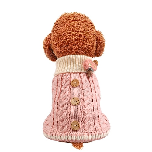 Hundemantel, Pullover, Farbblock, lässig/täglich, süß, lässig/täglich, Winter-Hundekleidung, warm, gelb, blau, rosa, Kostüm für Image
