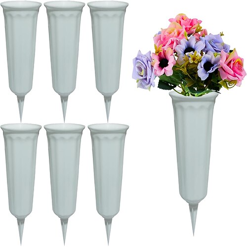 Blumenvasen für Gedenktage, Friedhofsvasen für Gedenksteine, Blumenhalter für Grabsteine, Kegelvasen für Grabmäler, Blumentöpfe für Gartenpflanzen, dekorative Kunststoffbehälter Image