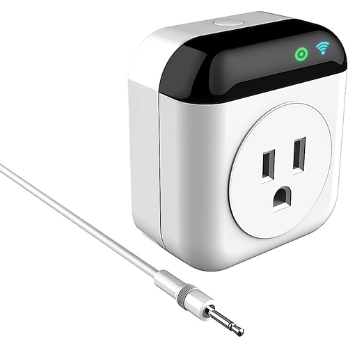 Programmierbarer, intelligenter WLAN-Thermostat, Mini-Temperaturregler für Steckdose (10 A), App-Steuerung, Sprachsteuerung, Zeitschaltuhr, elektrischer Schalter für Heiz- und Kühlgeräte Image
