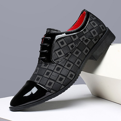 Rote, gemusterte Herren-Schnürschuhe aus Kunstleder, elegant und stilvoll, geeignet für Business, Partys und Alltag Image