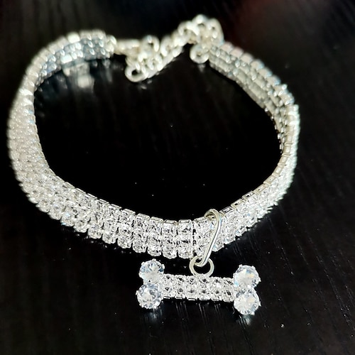 2 Stück Perlen Hundehalsband Halsketten kleine Hunde Katzen Strass Halsband Halskette Set Kristall Haustier Hündchen Halskette verstellbarer Hundeschmuck für Haustiere kleine Mädchen Katzen