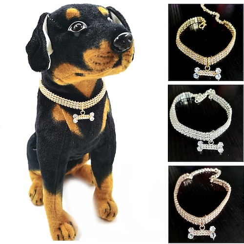 2 Stück Perlen Hundehalsband Halsketten kleine Hunde Katzen Strass Halsband Halskette Set Kristall Haustier Hündchen Halskette verstellbarer Hundeschmuck für Haustiere kleine Mädchen Katzen