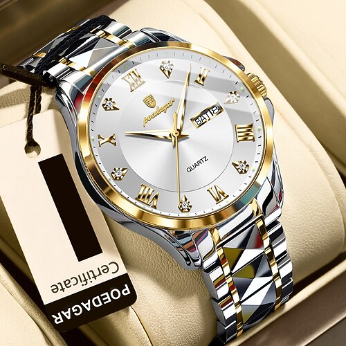 Modische neue Herrenarmbanduhr der Marke 883 aus Edelstahl, luxuriöse, leuchtende, wasserdichte Herrenarmbanduhr mit Doppelkalender.
