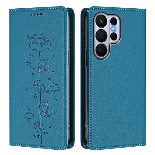 Handy Hülle Handyhüllen Für Samsung Galaxy S26 S26 Ultra Plus Brieftaschenhülle Mit Ständer Kartenfach Katze TPU PU-Leder Image