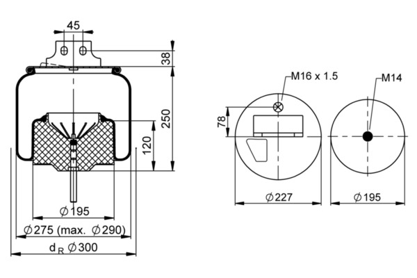 PHOENIX Federbalg, Luftfederung 1 DF 20 G-1 Universal für IVECO 41270462 500042583 Image